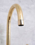 Unlacquered Solid Brass Deck Mounted Bathroom Faucet, Brass 3 Hole Widespread Faucet