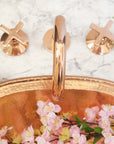 Copper Deck mounted Brass Bathroom Faucet, 3 holes widespread Bath Faucet