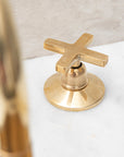 Deck Mount Brass Bathroom Faucet, Brass 3 Holes Widespread Faucet