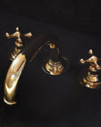Unlacquered Brass Deck Mounted Faucet, 3 Holes Bathroom Faucet