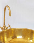 Walnut Wood & Brass Vessel Sink, Brass Bathroom Sink