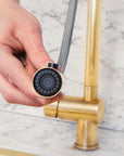 Unlacquered Solid Brass Pull Down Kitchen Faucet