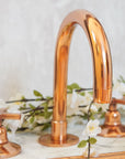 Copper Deck mounted Brass Bathroom Faucet, 3 holes widespread Bath Faucet