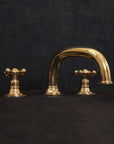 Unlacquered Brass Deck Mounted Faucet, 3 Holes Bathroom Faucet