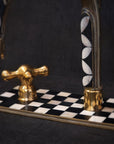 Unlacquered Brass Bathroom 3 Holes Faucet, Resin Vanity Faucet