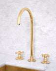 Snake Style Widespread 3 Holes Solid Unlacquered Brass Faucet