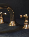 Unlacquered Brass Deck Mounted Faucet, 3 Holes Bathroom Faucet
