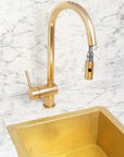 Unlacquered Solid Brass Pull Down Kitchen Faucet