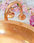 Copper Deck mounted Brass Bathroom Faucet, 3 holes widespread Bath Faucet