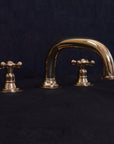Unlacquered Brass Deck Mounted Faucet, 3 Holes Bathroom Faucet