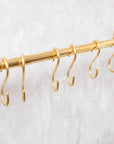 Unlacquered Brass Wall Mount Pot Rail Bar With Hooks, Brass Pot Rack