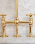 Unlacquered Brass 3 Holes Bridge Faucet