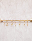 Unlacquered Brass Wall Mount Pot Rail Bar With Hooks, Brass Pot Rack