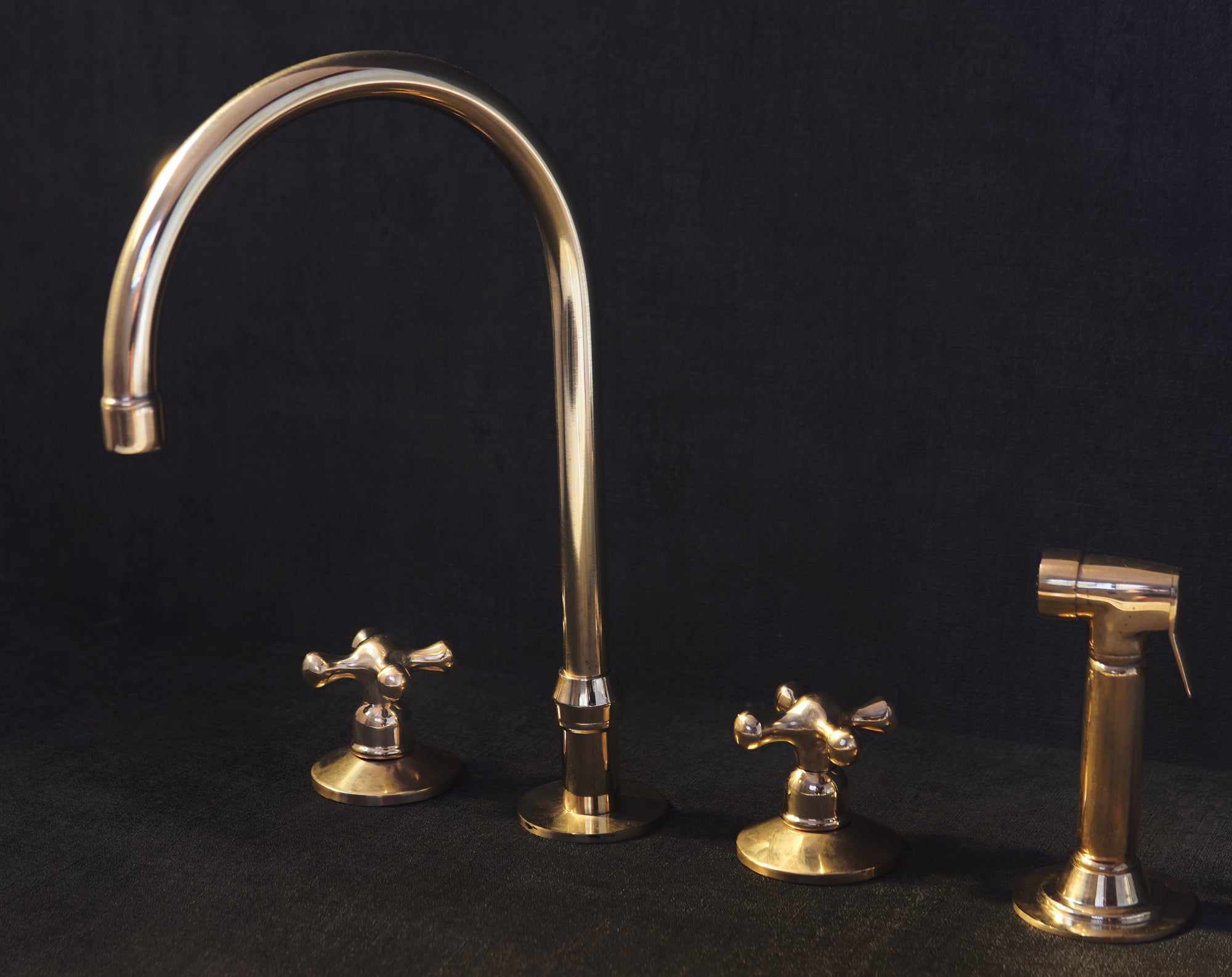 Unlacquered Brass Deck Mounted 3 Holes Faucet, Brass widespread Faucet for Bathroom and Kitchen