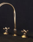 Unlacquered Brass Deck Mounted 3 Holes Faucet, Brass widespread Faucet for Bathroom and Kitchen