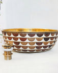 Walnut Wood & Brass Vessel Sink, Brass Bathroom Sink