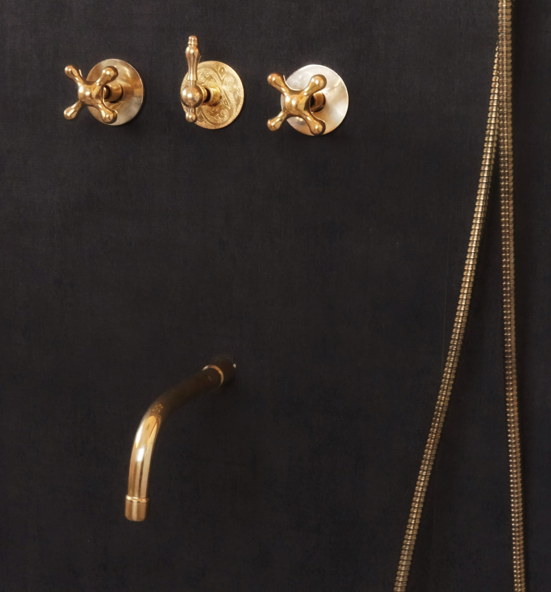 Solid Brass Rainfall Shower, Unlacquered Brass Shower Set
