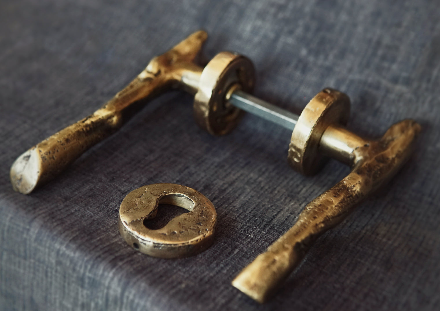 Vintage Brass Door Handle, Tree Branch Design