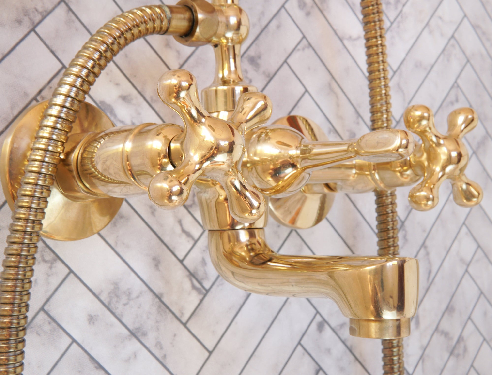 Unlacquered Brass Bath Tub Filler, Brass Wall mounted Tub Filler