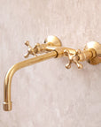 Unlacquered Brass Wall Mount Faucet for Bathroom and Kitchen