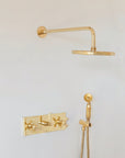 Unlacquered Solid Brass Shower System, Rainfall And Handheld Shower Set