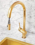 Unlacquered Solid Brass Pull Down Kitchen Faucet