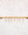 Unlacquered Brass Wall Mount Pot Rail Bar With Hooks, Brass Pot Rack