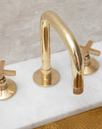 Deck Mount Brass Bathroom Faucet, Brass 3 Holes Widespread Faucet