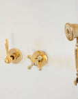 Unlacquered Solid Brass Shower System, High Pressure Curved Arm