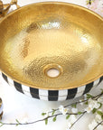Wood & Brass Bathroom Vessel Sink, Brass Bathroom Sink