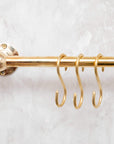 Unlacquered Brass Wall Mount Pot Rail Bar With Hooks, Brass Pot Rack