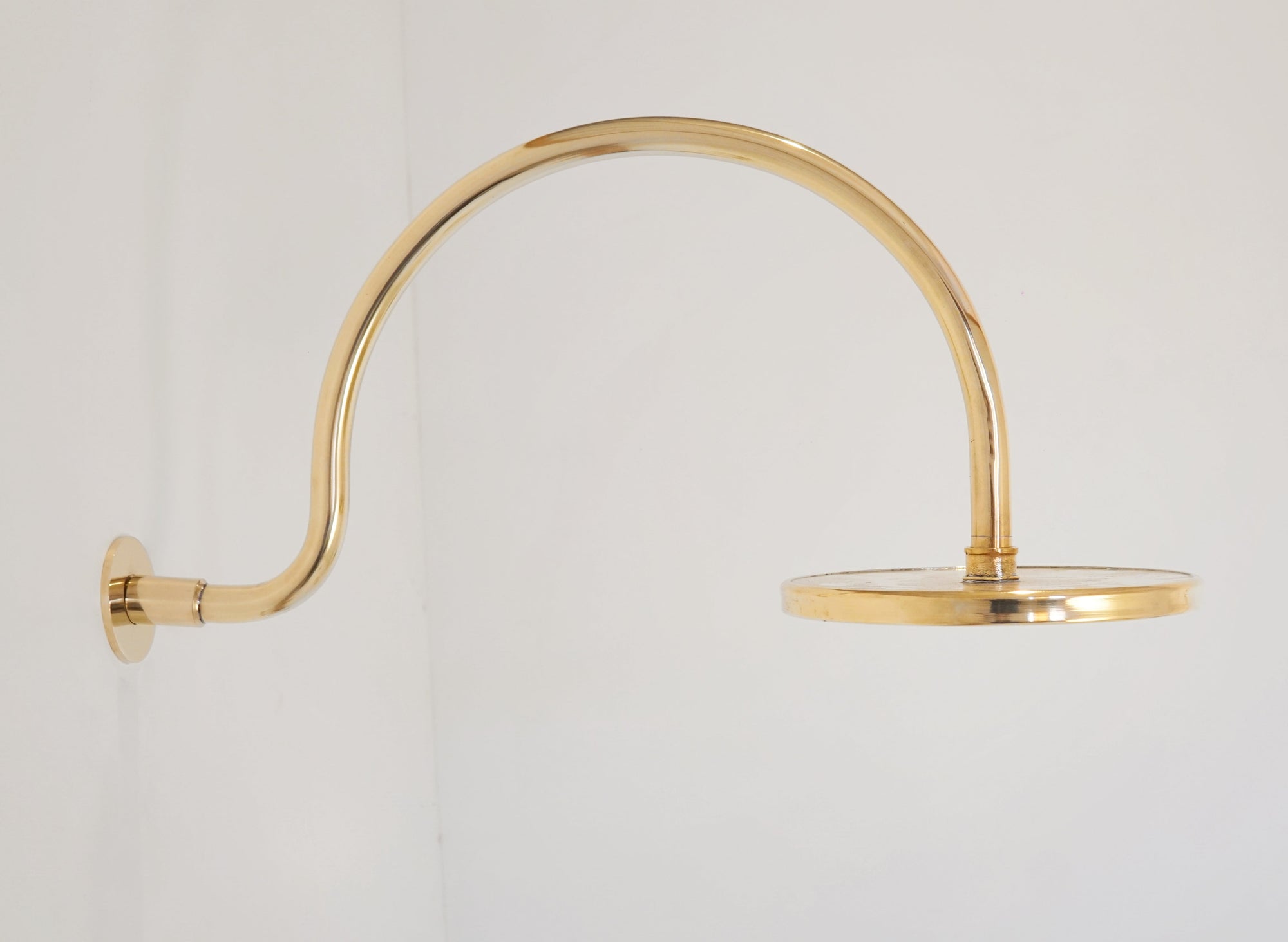 Unlacquered Solid Brass Shower System, High Pressure Curved Arm