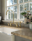 V-Style Brass Bridge Faucet, Brass Kitchen Faucet