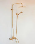 Unlacquered Brass Shower System, Rainfall Headshower